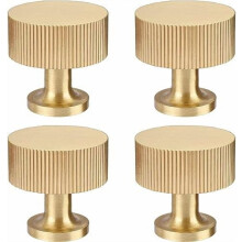 4pcs Solid Brass Cabinet Knobs Pulls Cabinet Drawer Dresser Gold Knobs Modern Handles (1-1/8"x1-1/8/28mmx28mm),Brushed Brass Finish