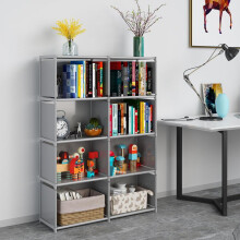 Bibliothèque à double rangée multicouche en non-tissé - Organisateur de rangement à grille à monter soi-même pour livres, jouets, vêtements |