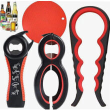Jar Opener Grabber - 4 Packs Rubber Jar Opener for Weak Hands 6-in-1 5-in-1 Jar Bottle Opener Can Opener for Seniors with Arthritis