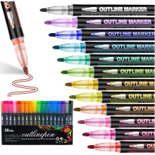 Doppelliniger Glitzerkonturenstift, 36 Farben