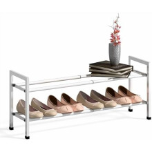 Skohylde i metal, hvid, justerbar med 2 niveauer, 40-86 cm