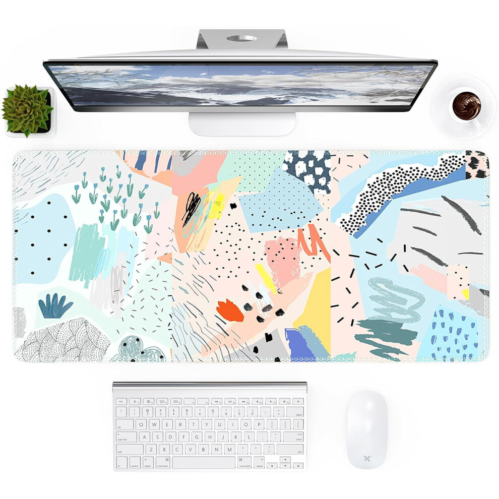 Xxl Gaming Desk Mat, Non-Slip Extended Mouse Pad With Stitched Edges, Boho Â Compatible With All Devices Blue 9423501684424