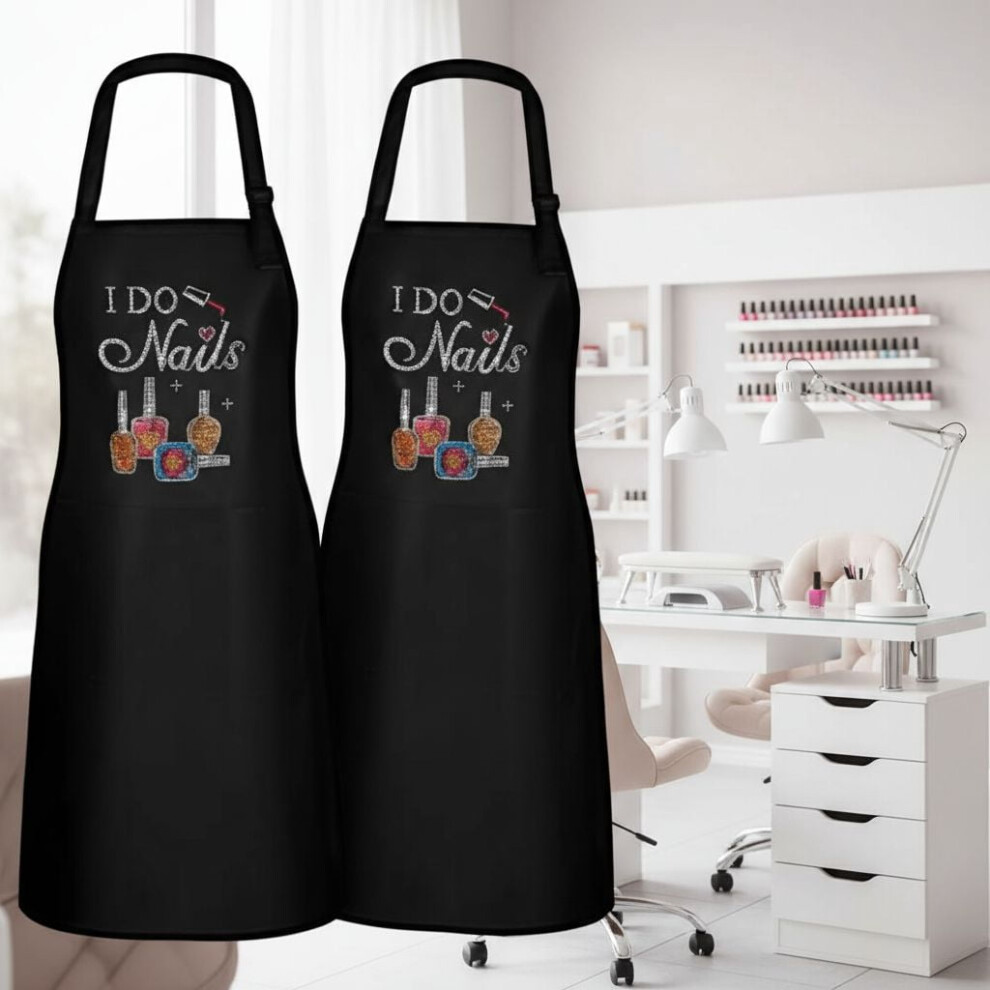2 Pcs Nail Salon Gift Nail Tech Apron With Pocket Cosmetology Bib For Manicurist Technician Artist Cafes Kitchen 9482726767893