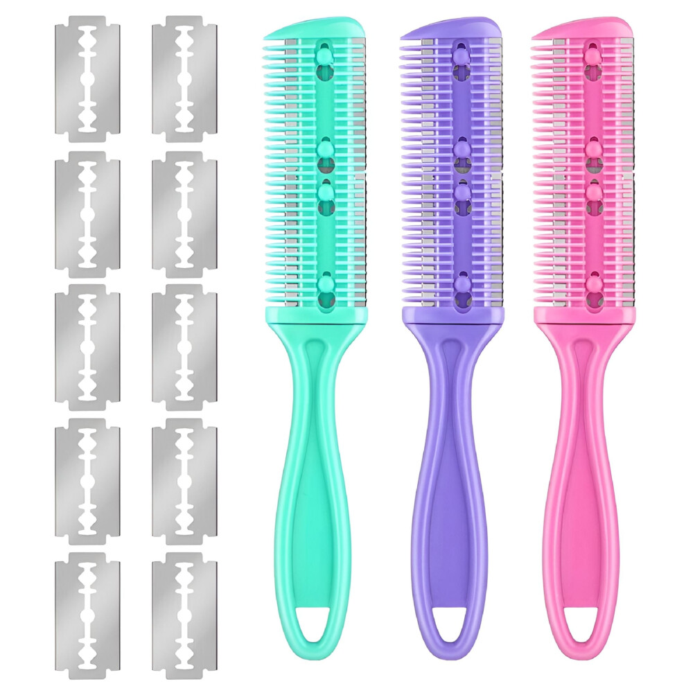 Men's Razor Hair Comb Set â 3 Combs + 10 Blades