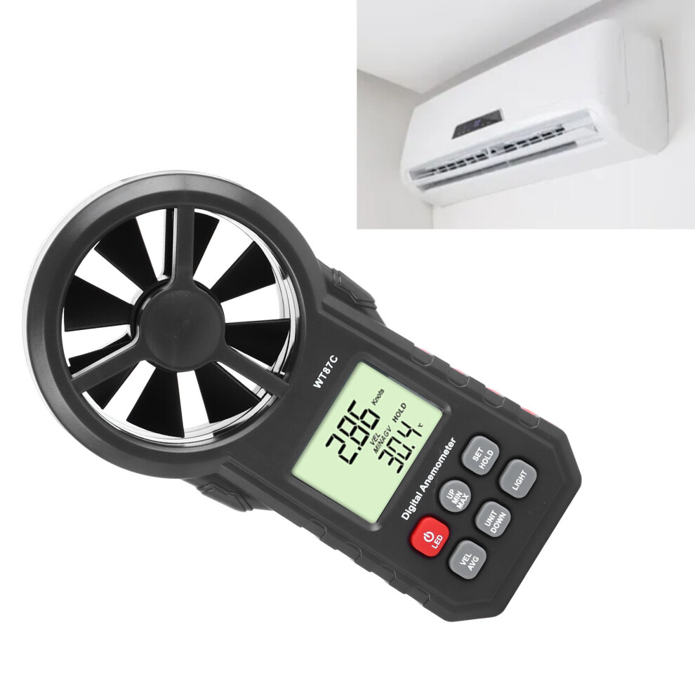 Digital Anemometer Lcd Backlit - Wind Speed & Temp Tester, Abs, 0.3-30M/S 9361384651785