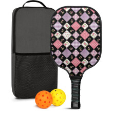 Pickleball Paddles Set with Floral Fiberglass Paddles, 2 Balls & Bag – Compatible with Indoor/Outdoor Play