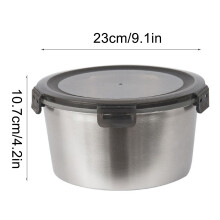 Stainless Steel Mixing Bowl with Airtight Lid, 3QT Circular Food Prep & Storage Container, Dishwasher/Microwave/Refrigerator Safe Kitchen Essential