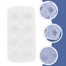 Molde de silicona para cubitos de hielo con forma de estrella, color blanco, diseño 3D.