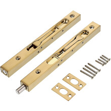 Sumnacon 2Pcs 8" Stainless Steel Concealed Door Bolts for French/Double Dummy Doors – Gold, compatible with composite & wood