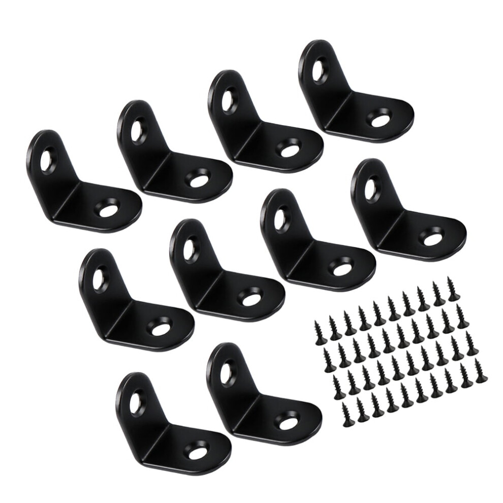 Ounona Black Stainless Steel L Brackets For Wood Shelves 20 9402001573520