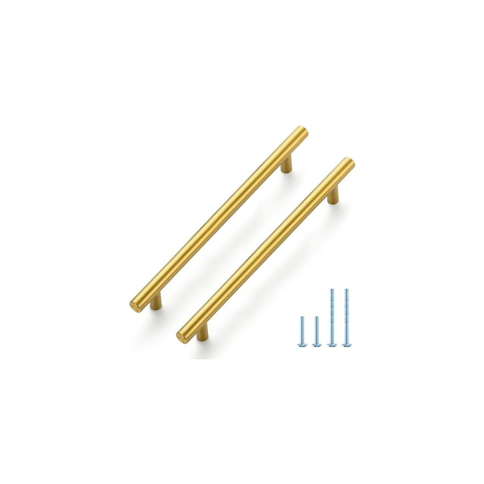 25-Pack 10" Cabinet Pulls, 7.5" (192Mm) Hole Center, Brushed Brass & Stainless Steel Â Compatible With Standard Cabinets 9175034712456