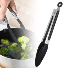 Pince de cuisine en acier inoxydable avec embouts en silicone, 28 cm (11 pouces)