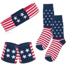 5 Pieces Sweatbands Striped Socks Set Sports Headband Wristbands High Tube Socks 80s Accessories Costumes