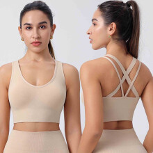 Gevoerde sportbeha voor dames, hoge ondersteuning, verstelbare bandjes, racerback, lange sportbeha voor workouts, gym, yoga, crop top, tanktop, grote
