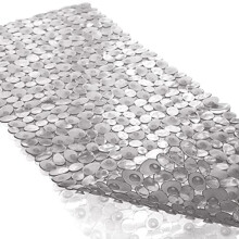 Alfombrillas antideslizantes para bañera y ducha, de guijarros, 35 x 16 pulgadas, lavables a máquina, con orificios de drenaje y ventosas para