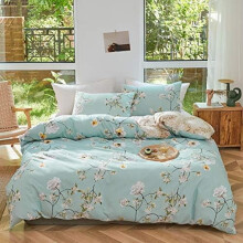 Floral Comforter Set Aqua Reversible Twin 3pcs