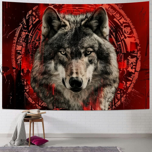Wandteppich mit Wikingerwolf-Motiv