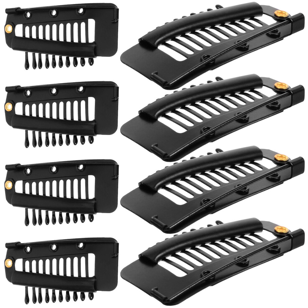 OUNONA 8 Pcs Curly Snap Hair Clips 3.00X1.70X0.40CM Black