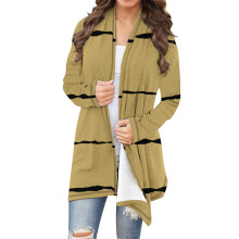 Gilets cardigan pour femmes, manteaux d'hiver pour femmes, manteaux d'automne, veste cardigan décontractée à rayures et manches longues pour femmes