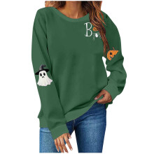 Sweat-shirt d'Halloween pour femme, automne, pull oversize amusant à col rond et manches longues avec motif fantôme