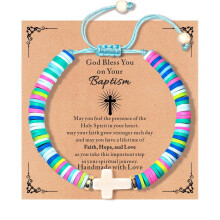 Braccialetto con croce religiosa per bambine – Regalo per Prima Comunione, Battesimo, Cresima – Compatibile con le tradizioni cattoliche