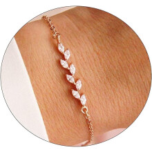 Tennisarmband met kubische zirkonia, 18-karaats verguld, verstelbare trekketting, minimalistische armband met zirkonia voor dames – geschikt voor