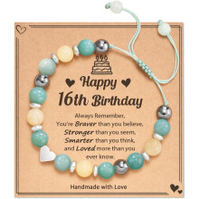 Bracelet en pierre naturelle symbolique avec carte message pour fille, petite-fille, nièce, sœur ou amie (5-21 ans)