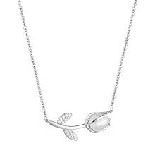 Collana con ciondolo a forma di tulipano in argento e cristallo, alla moda, da donna, nuova, P0Lot, per matrimonio L2F9