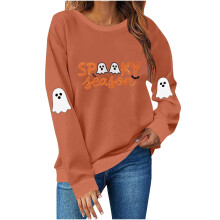 Boo-tiful Basics: Långärmad Halloween-huvtröja för kvinnor - 5Chic färgval