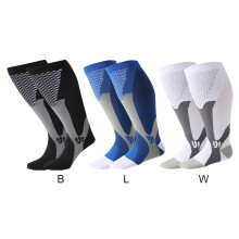 Plus Size Compression Socks for Women & Men, 15-25mmHg Extra Wide Calf Knee High Stockings for Circulation Support, Black+Blue+White 5x-Large Size 3