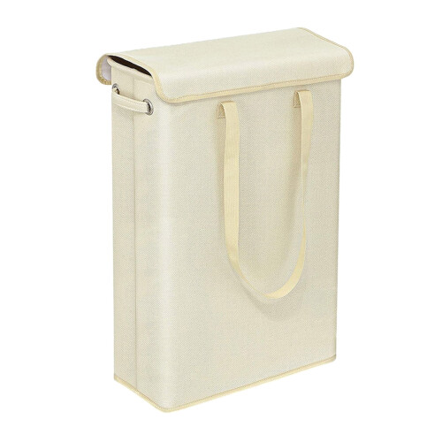 Coș de rufe cu capac alb, 45 l, îngust, impermeabil