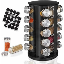 Étagère à épices, organisateur d'épices pour comptoir, support rotatif pour 20 pots vides, étagère tournante pour épices, support pivotant