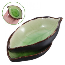 ACDANC 2 Pcs Ceramic Spoon Rest Cute Leaf Shaped Spoon Holder Cooking Utensil Rest Spatula Rest For Kitchen Countertop Stovetop Light Green