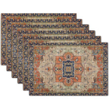 Sada 6 aztéckych terakotových prestieraní v boho štýle, 30,5 x 45,5 cm, vintage perzská hrdza, umývateľné, odolné voči teplu a škvrnám,