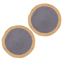 Round Straw Dining Table Mats 2-Pack Placemats for Daily Use and Home Kitchen