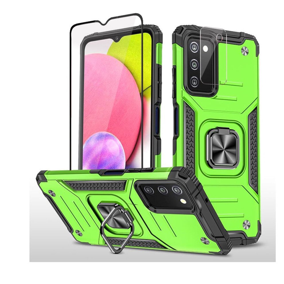 Xhy Case For Samsung Galaxy A03s: Magnetic Ring, Kickstand, Military-Grade Drop Protection, Screen & Lens Protector, Detachable, Green 9110895832356