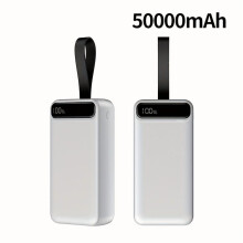 50000mAh Powerbank met LED-display en draagkoord, draagbare oplader voor Android-telefoons, noodstroomvoorziening voor buiten, veilige