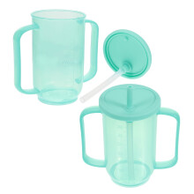OUNONA 2Pcs Hospital Drinking Cups Light Green with Lid and Straw for Seniors