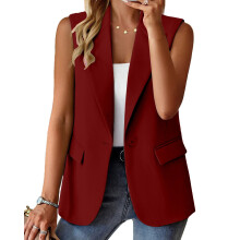 Damenweste, ärmelloser Mantel, einfarbiger Cardigan, lässiger Anzug