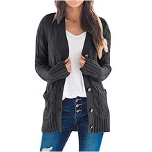 Cardigan voor dames 2025 Gebreide cardigans Losse, nonchalante, oversized wikkelcardigan Grof gesneden vest met zakken Groen