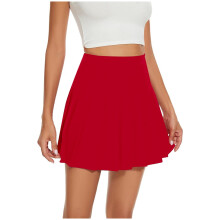 Jupe plissée ultra courte rouge Riforla pour femme, couleur unie décontractée, taille S