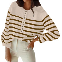 Damen-Strickpullover mit Rundhalsausschnitt und langen Ärmeln, lässiges und bequemes Oberteil aus weichem Acrylmischgewebe