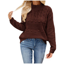 Pulover de toamnă-iarnă pentru femei, stil casual, cu mânecă lungă, guler rotund, culoare solidă, bluze, culoare solidă, călduroasă,