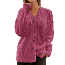 Cardigãs femininos abertos na frente, aconchegantes, para o outono, de peso médio, para o inverno, com mangas compridas e gola redonda, em tricô,