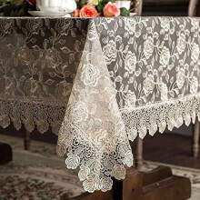 Rechteckige Tischdecke aus Vintage-Makramee mit Spitze, 150 cm (59 Zoll)