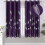 Purple blackout curtains silver palm pattern 52x63 in 2 1
