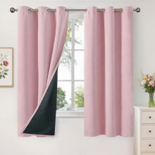 Light Pink 100% Blackout Curtains for Kids Bedroom, Thermal Insulated, Grommet, Privacy & Energy Saving, 2 Panels, 42"x68"