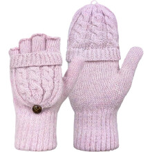 Vingerloze winterhandschoenen van gebreide wol met omklapbare bovenkant.