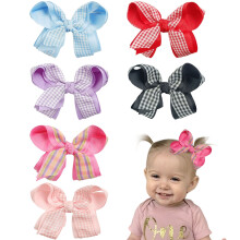 Plaid and Striped Hair Bows for Toddlers 6 Pack