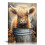 Τέχνη Τοίχου EastSmooth Farmhouse Highland Cow: Hello Sweet Cheeks Μπάνιο Πινακίδα Εκτύπωση σε καμβά Καφέ 1